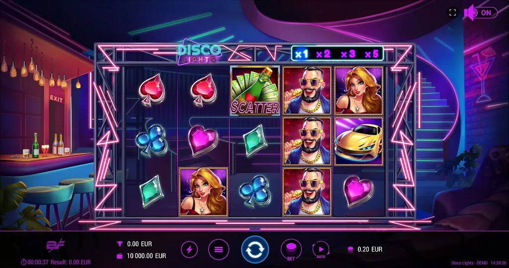 Disco-Lichter-Slot-Spielerlebnis
